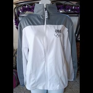 🩶*4/$15* USA Olympic Committee Womens Zip Up Long Sleeve Jacket Light Medium